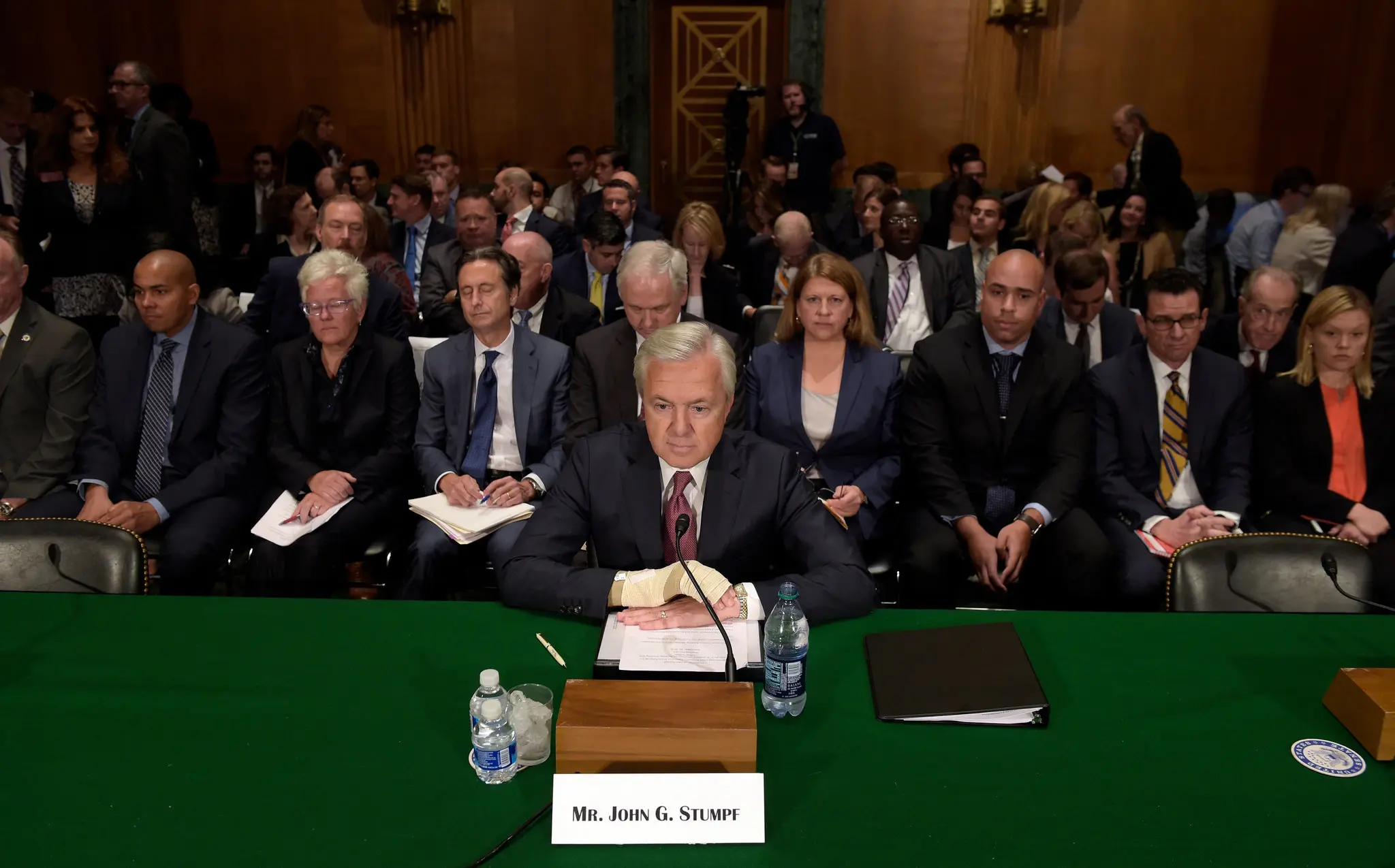 Wells Fargo’s chief executive, John Stumpf, facing the Senate Banking Committee in September 2016. Credit...Susan Walsh/Associated Press